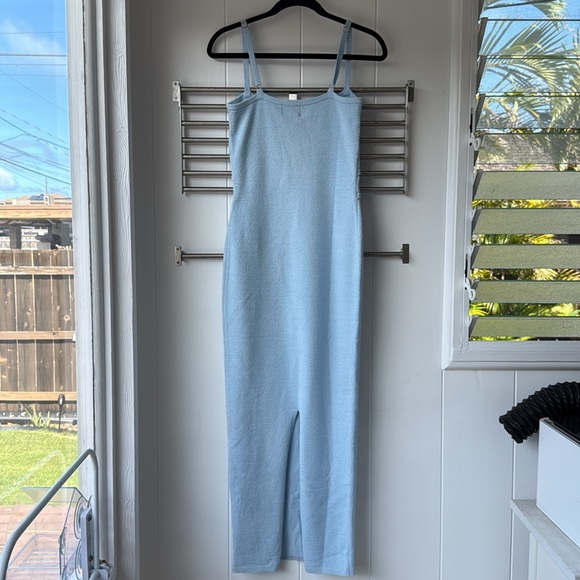 Runaway The Label Normani Light Ice Blue Midi Knit Bodycon Cut Out Bead Dress M - Picture 4 of 8